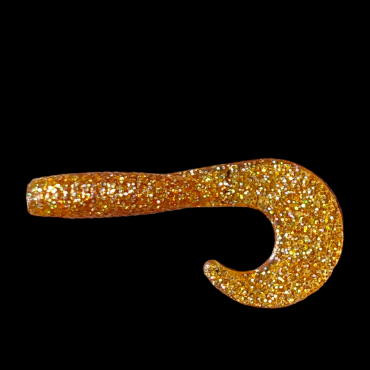 Gummiköder Twister 12cm / shiny gold / 2 St.