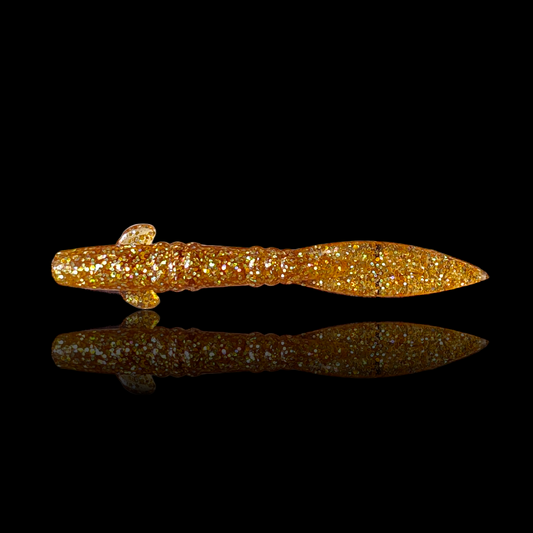 Gummiköder Leaf 6,5cm / shiny gold / 2 St.